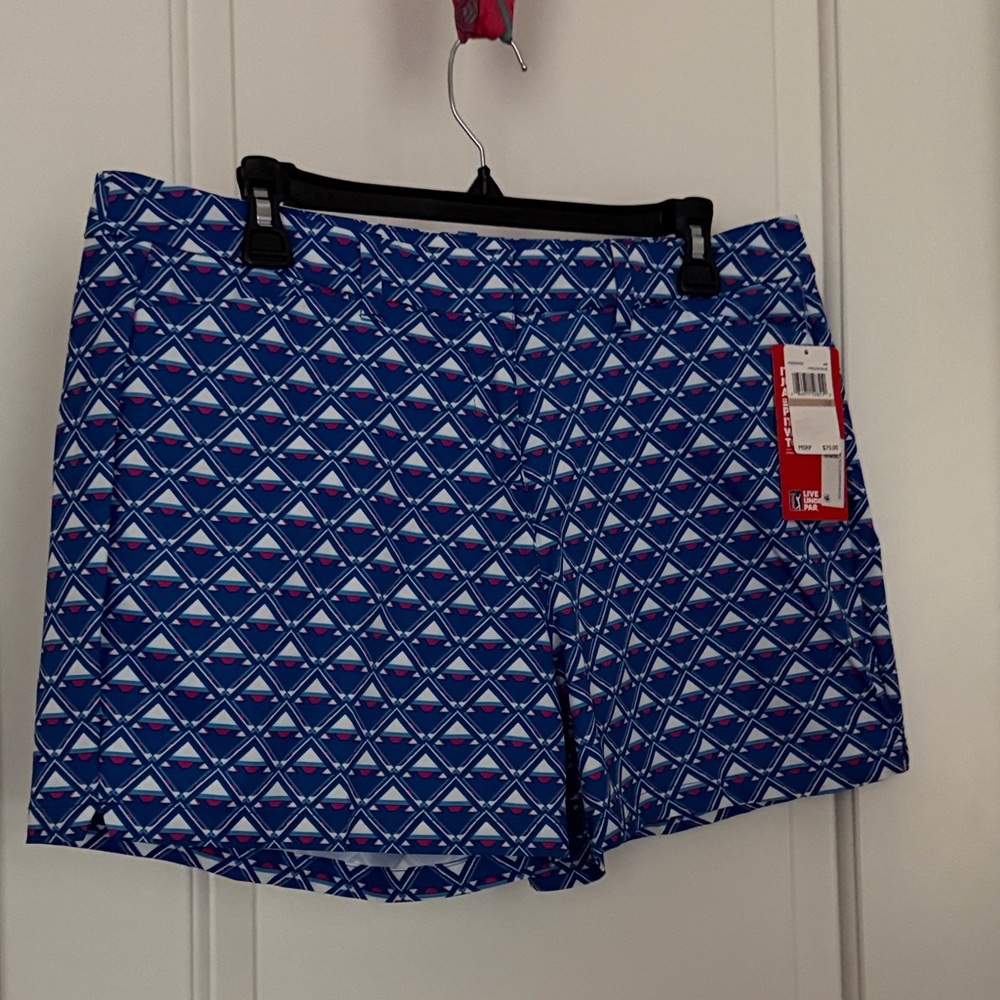 PGA Tour Princess Blue Patterned Women's Athletic Shorts • NWT • Performance Fit